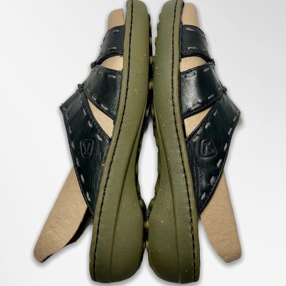 Keen Open Toe Slide Black Leather Sandals - Picture 6 of 10